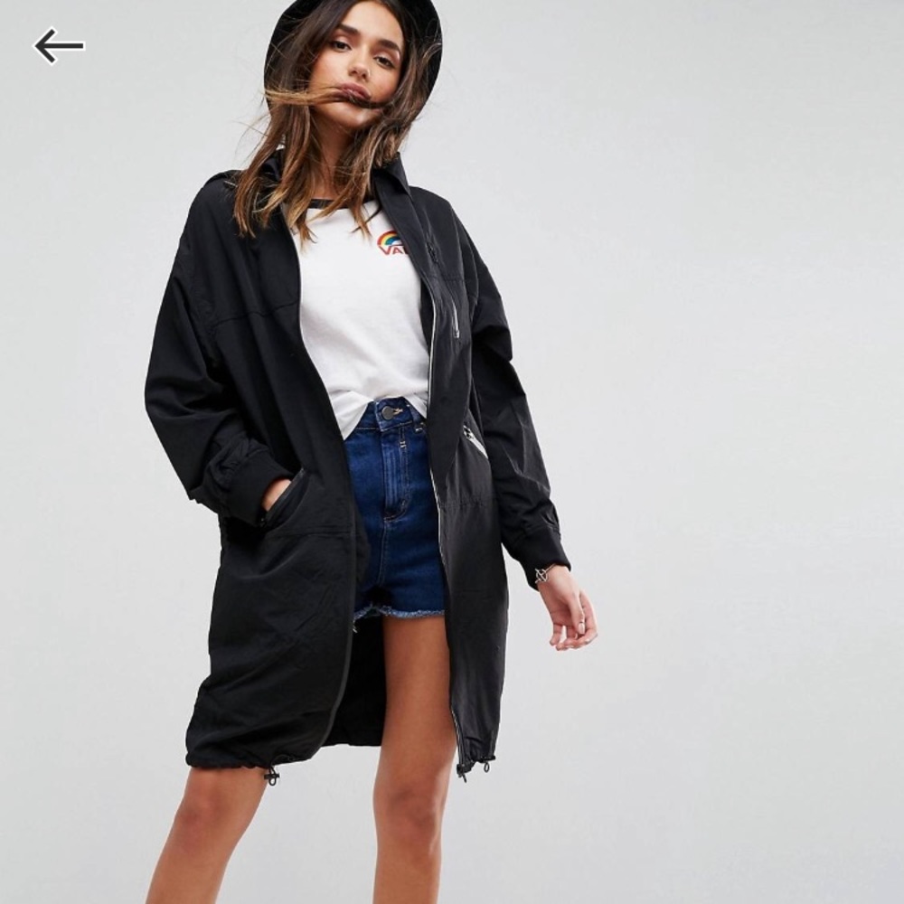 Asos Midi Rain Jacket Size 0 Black